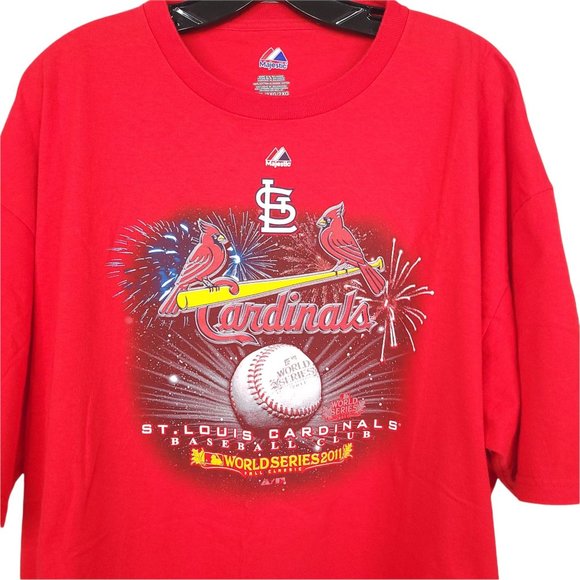 Majestic St Louis Cardinals T Shirt Size 2XL World Series 2011 Fall Classic Red - Picture 3 of 7